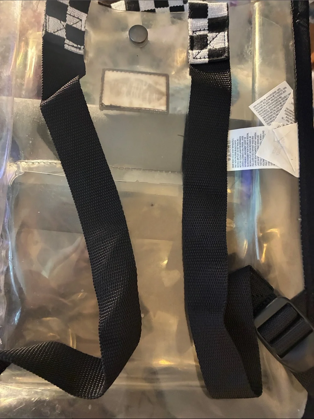 Vans Clear PVC Backpack with Black Checker Trim-Zipper, VN000H4ZCLR